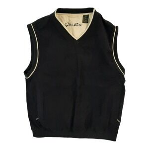 Glen Echo Pullover Golf Vest Men's Size M mesh lined Black polyester nylon
